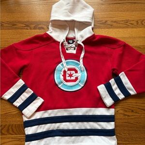 Chicago Fire FC Red and White Hoodie with Hockey Lace Neck